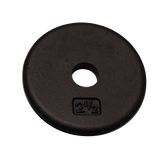 Black 2.5lb standard weight plate for strength training, designed for full muscle engagement and body shaping.