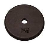 Black standard weight plate, 7.5lb, used for strength training and muscle building. Durable and versatile gym equipment.