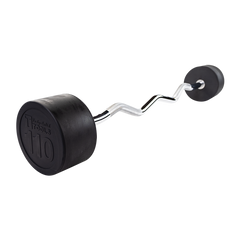 Rubber Coated Fixed Curl Barbell, 110lb