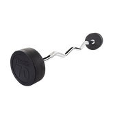 Rubber Coated Fixed Curl Barbell, 70lb