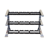 PCL SDKR 3 Tier Saddle Dumbell Rack with curved saddle design for organized dumbbell display.