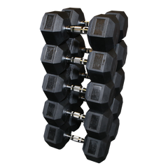 Rubber Hex Dumbell 55-75lb pairs