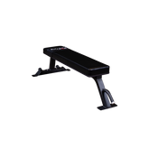 Body-Solid Pro Clubline SFB125 flat workout bench with a sturdy steel base, designed for strength training exercises.