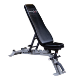 Body-Solid SFID325 Adjustable Bench, flat and incline settings, perfect for commercial and home use, sturdy silver frame.