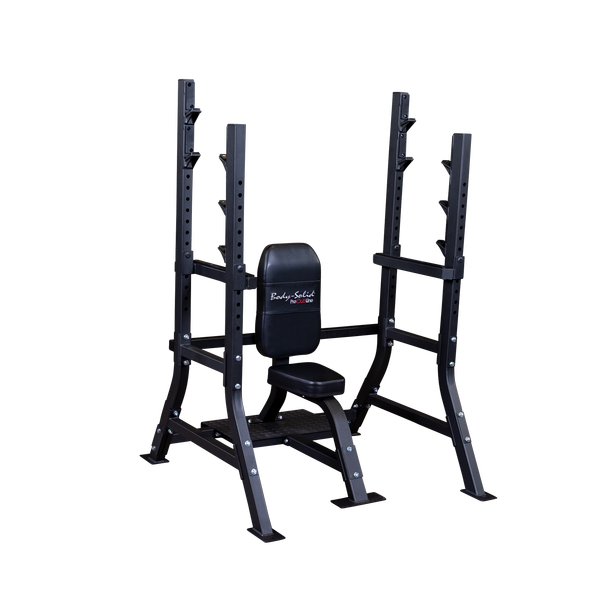 PCL Oly Shoulder Press Bench featuring heavy-duty steel frame and adjustable safety stops for optimal support.
