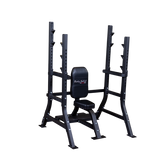 PCL Oly Shoulder Press Bench featuring heavy-duty steel frame and adjustable safety stops for optimal support.