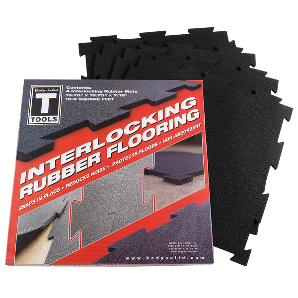 Body-solid Tools Interlocking Rubber Flooring (Black)