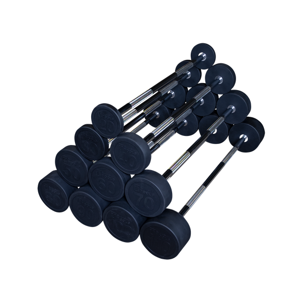 Rubber Coated Fixed Straight Barbell, 80lb