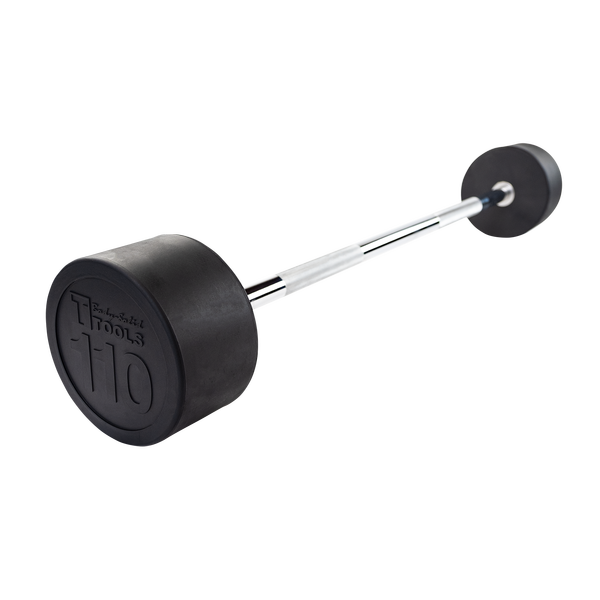 Rubber Coated Fixed Straight Barbell, 110lb