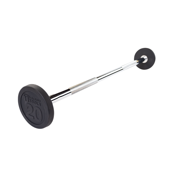 Rubber Coated Fixed Straight Barbell, 20lb