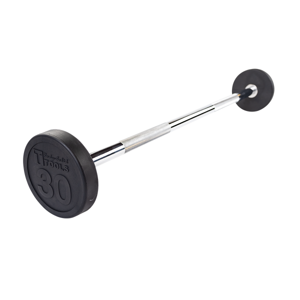 Rubber Coated Fixed Straight Barbell, 30lb