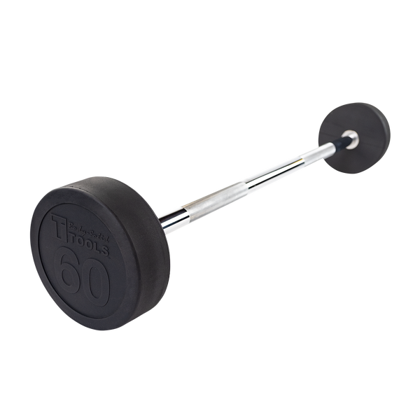 Rubber Coated Fixed Straight Barbell, 60lb