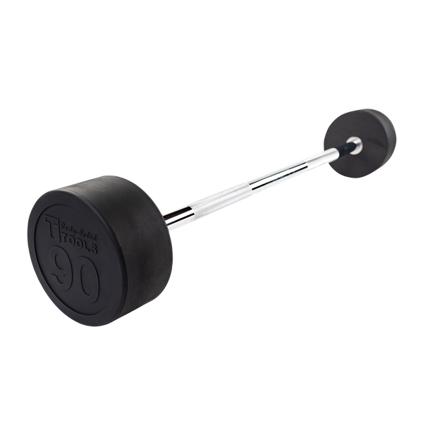 Rubber Coated Fixed Straight Barbell, 90lb