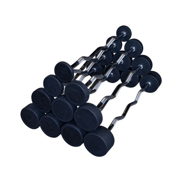 Rubber Coated Fixed Curl Barbell, 60lb