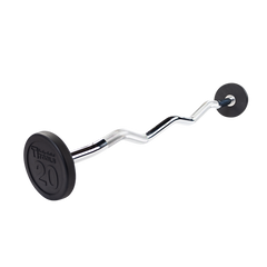Rubber Coated Fixed Curl Barbell, 20lb