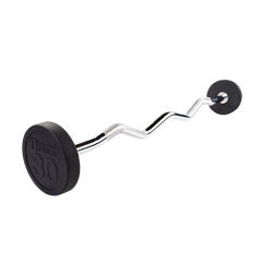 Rubber Coated Fixed Curl Barbell, 30lb