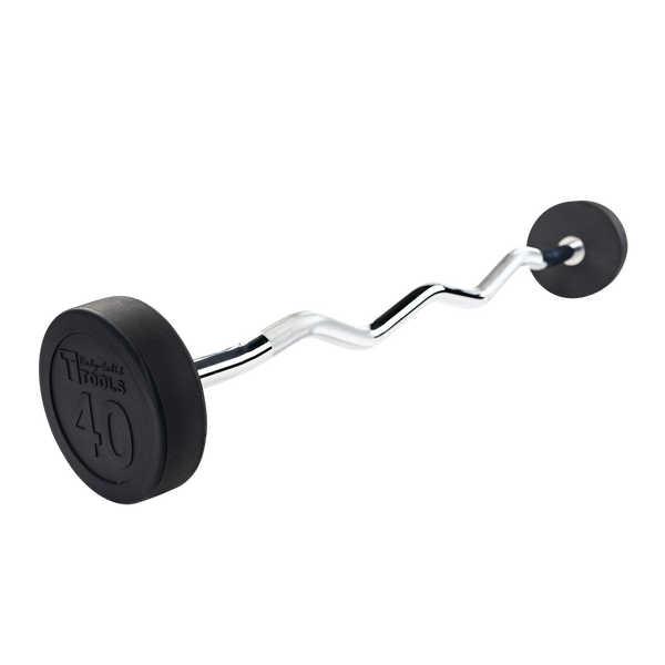 Rubber Coated Fixed Curl Barbell, 40lb