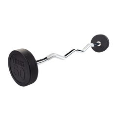Rubber Coated Fixed Curl Barbell, 50lb