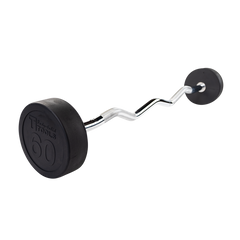 Rubber Coated Fixed Curl Barbell, 60lb