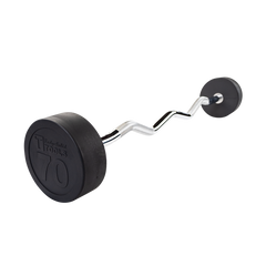 Rubber Coated Fixed Curl Barbell, 70lb