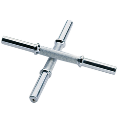 Solid steel dumbbell handles, adjustable, 14 inches long, designed for strength training and weight lifting.