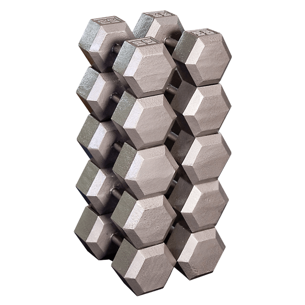 Grey Hex Dumbell set 55-75lb pairs
