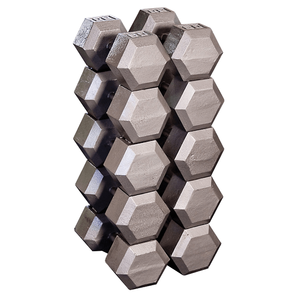 Grey Hex Dumbell set 80-100lb pairs